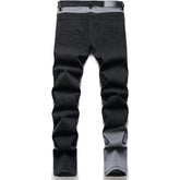 Men's Personality Gray and white splicing Jeans